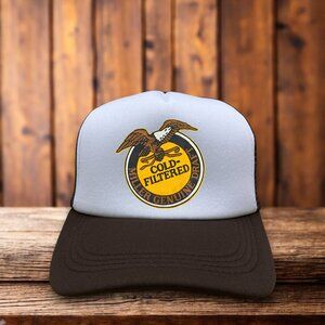 Miller Genuine Draft Mens Trucker Hat Brown Vintage Logo Pilsner Beer 70s Cap